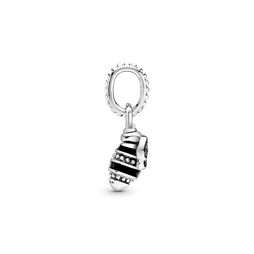 Bee sterling silver pendant with CZ and black enamel