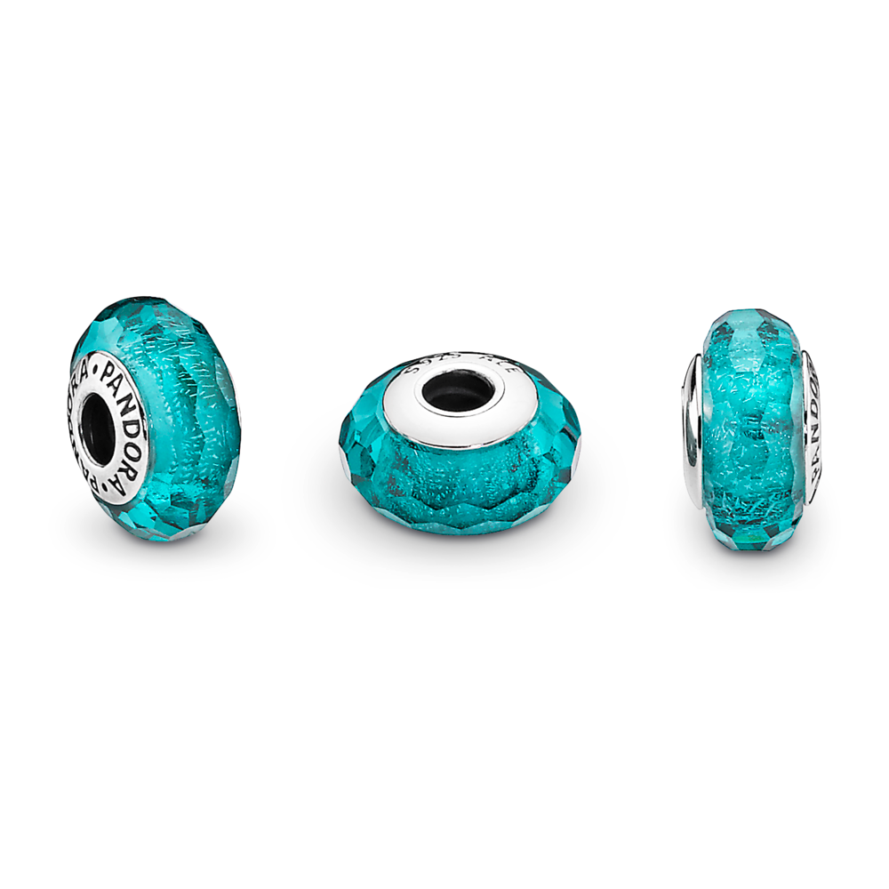 Faceted Teal Murano Glass Charm