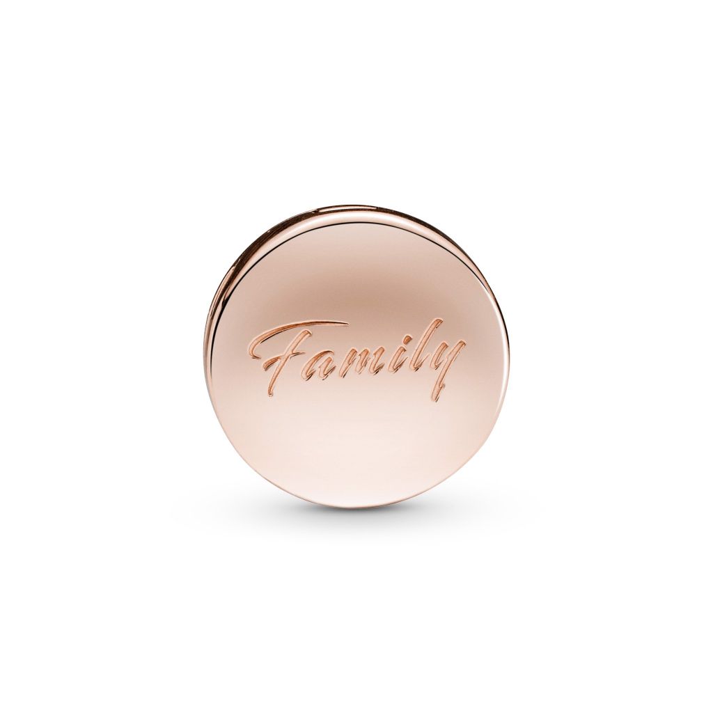 Family tree 14k rose gold-plated clip charm with clear cubic zirconioa