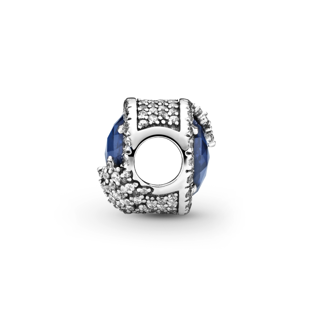 Snowflake silver charm with twilight blue crystal and CZ