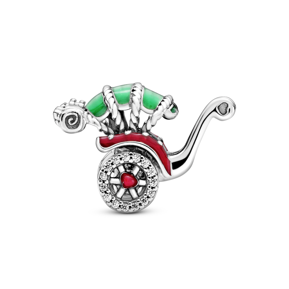 Rickshaw sterling silver charm with CZ, red and green enamel