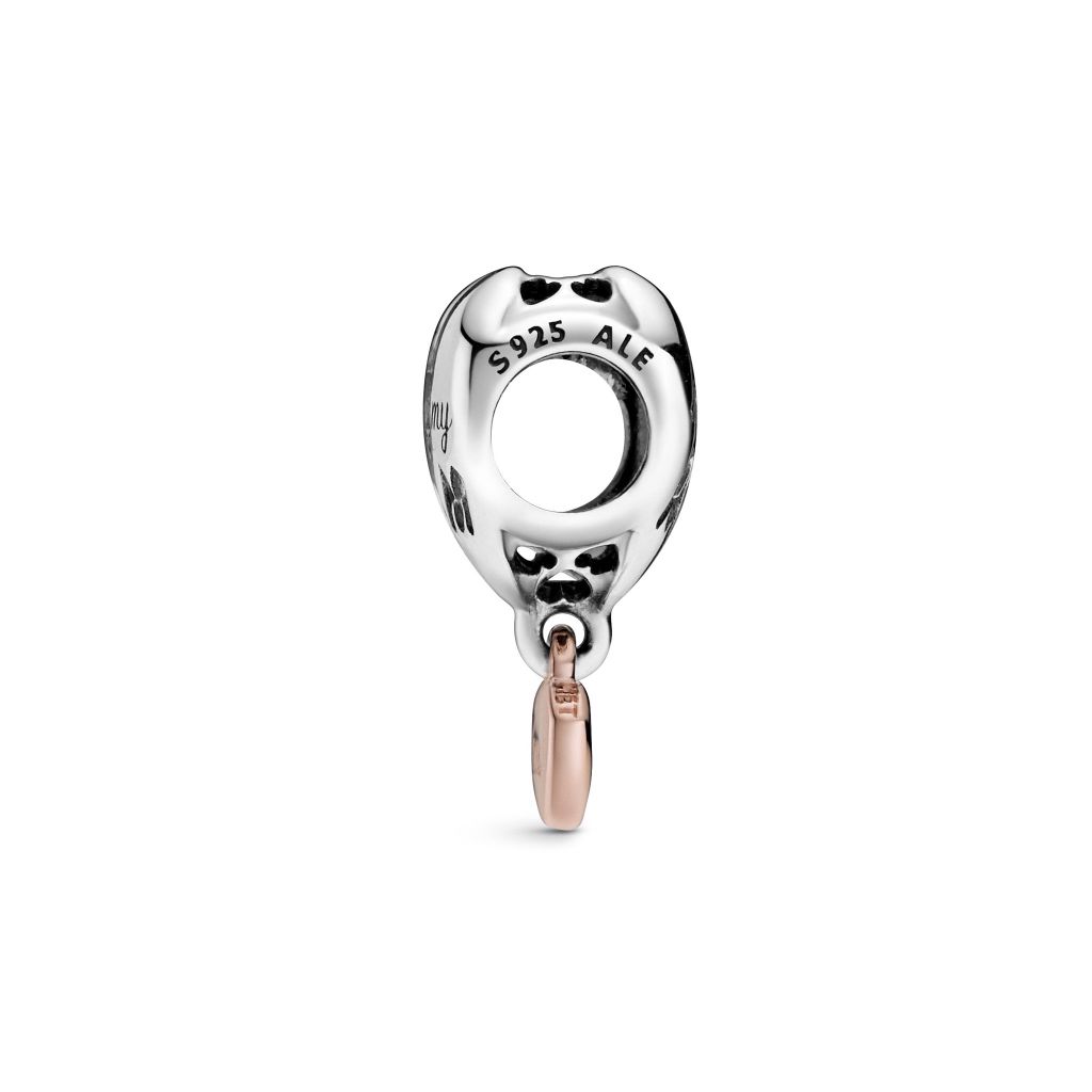 Heart sterling silver and 14k rose gold-plated charm