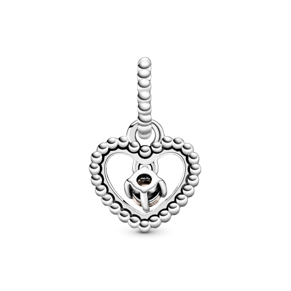 Heart sterling silver dangle with light misty rose crystal