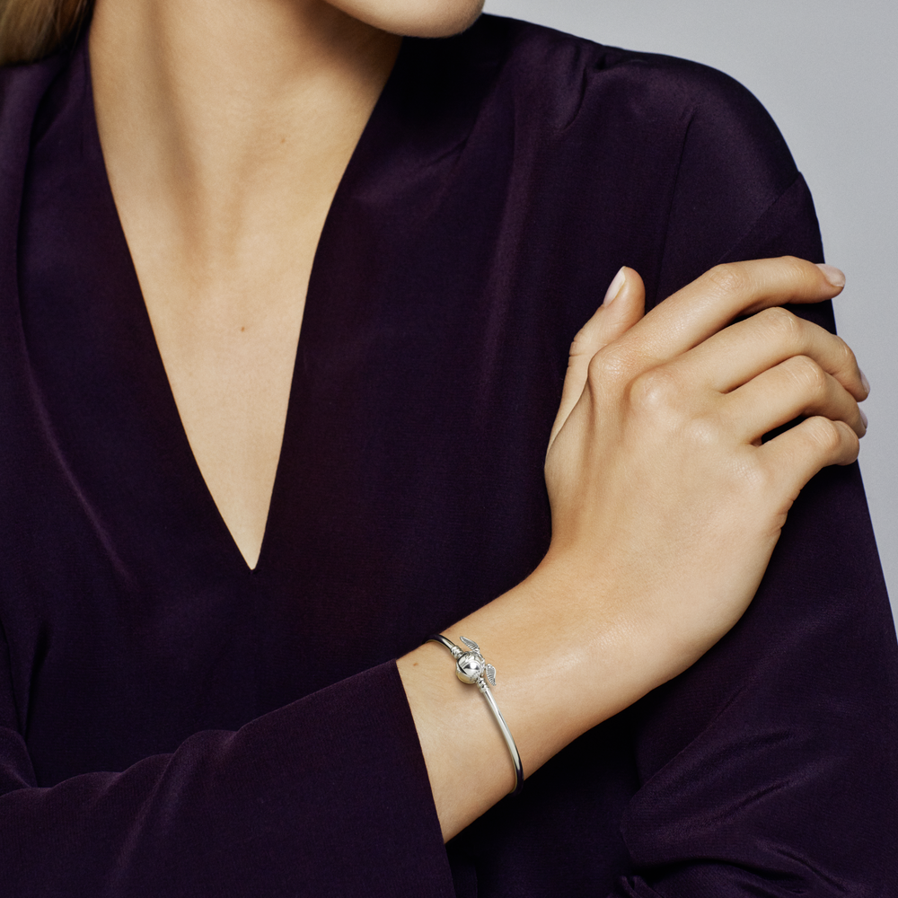 Harry Potter sterling silver bangle with Golden Snitch clasp