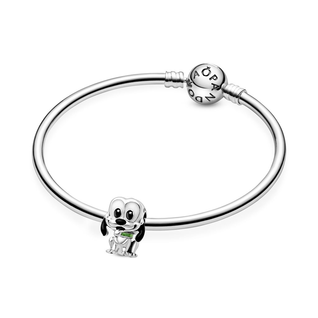 Disney Pluto sterling silver charm with black, white and green enamel