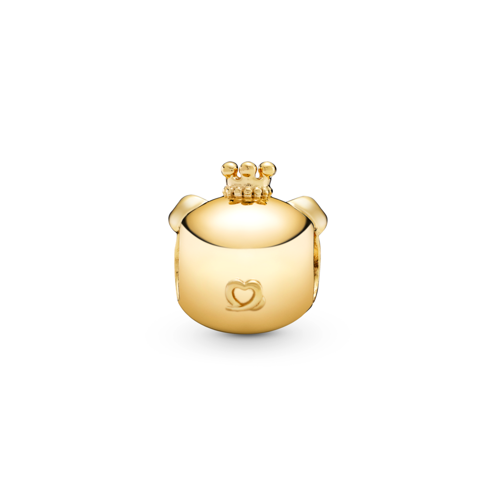 Chinese zodiac pig 14k gold-plated charm with CZ