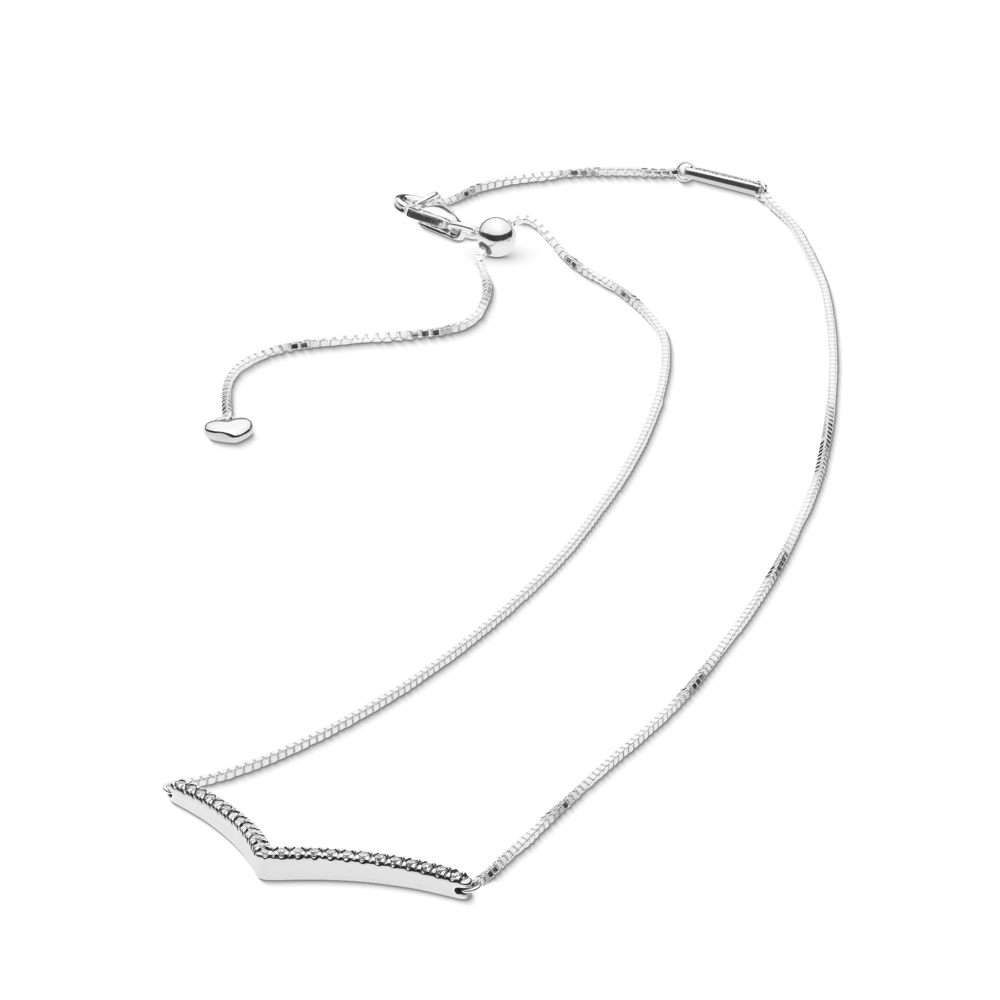 Wishbone silver collier with CZ