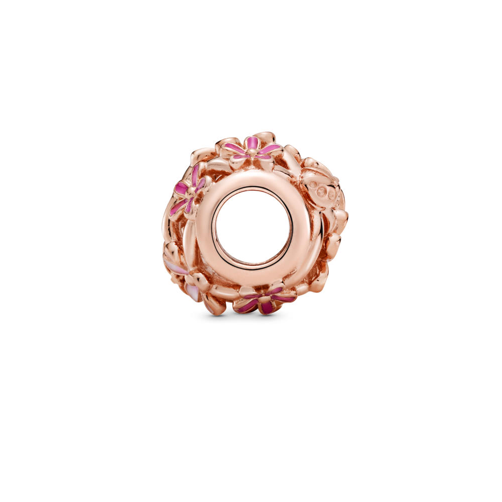 Daisy 14k rose gold-plated charm with shaded pink enamel