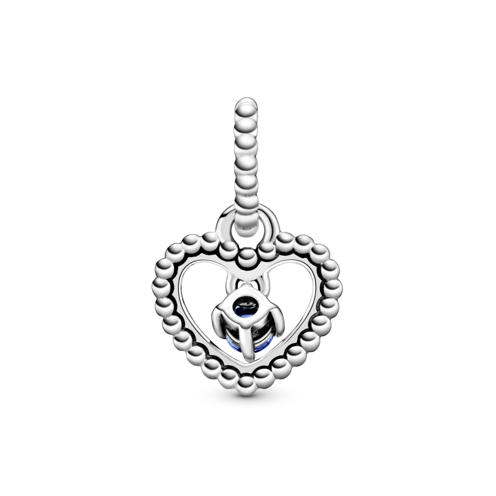 Heart sterling silver dangle with royal blue crystal