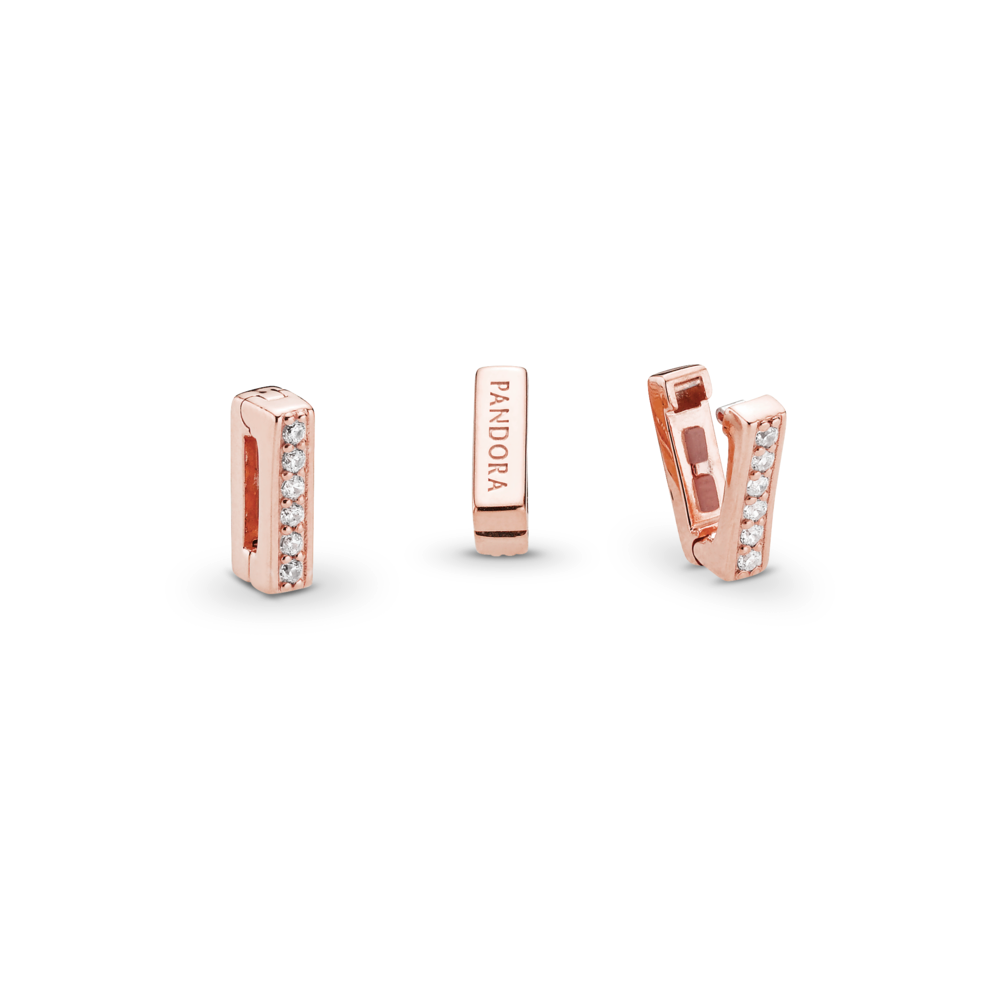 PANDORA Reflexions clip charm in 14k rose gold-plated with CZ