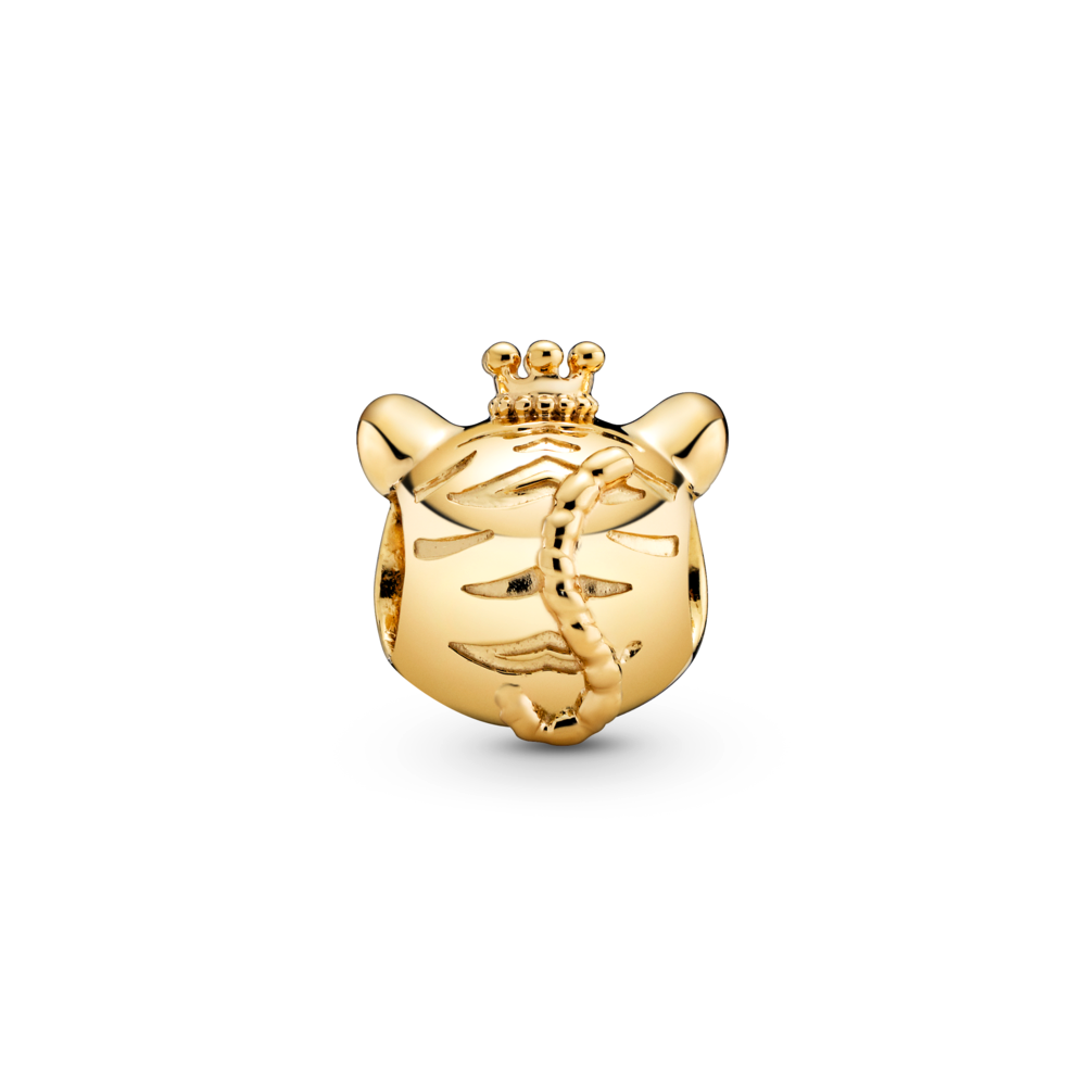 Chinese zodiac tiger 14k gold-plated charm with CZ