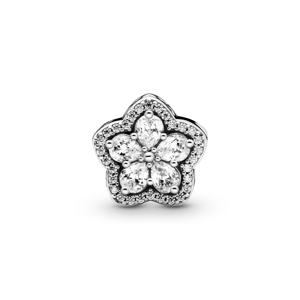 Snowflake sterling silver charm with CZ