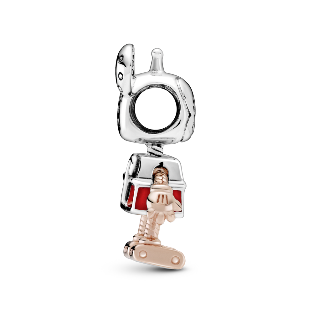 Disney Mickey robot sterling silver and 14k rose gold-plated charm with red enamel