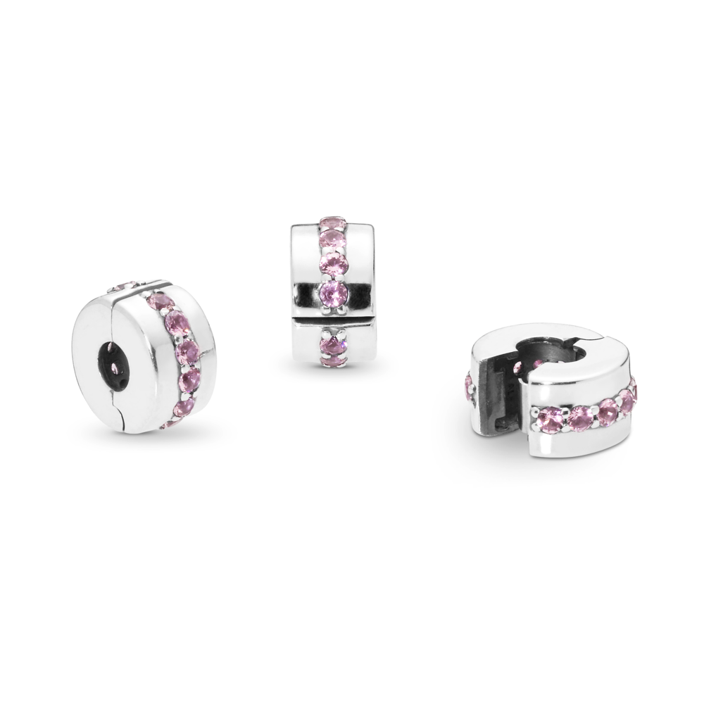Silver clip with pink CZ