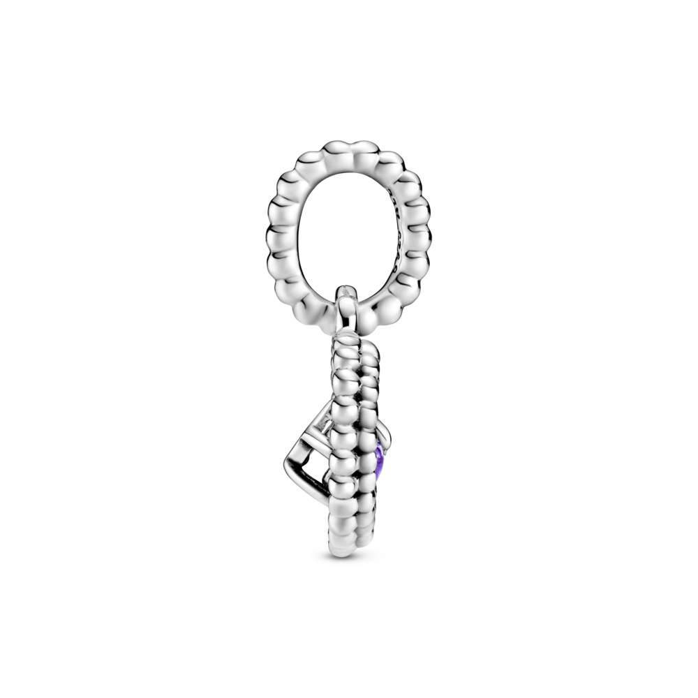 Heart sterling silver dangle with purple crystal