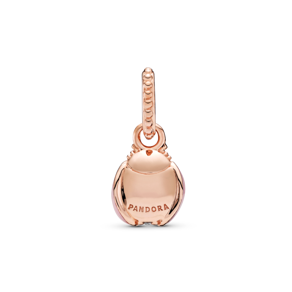 Ladybird 14k rose gold-plated pendant with CZ, black crystal and pink enamel