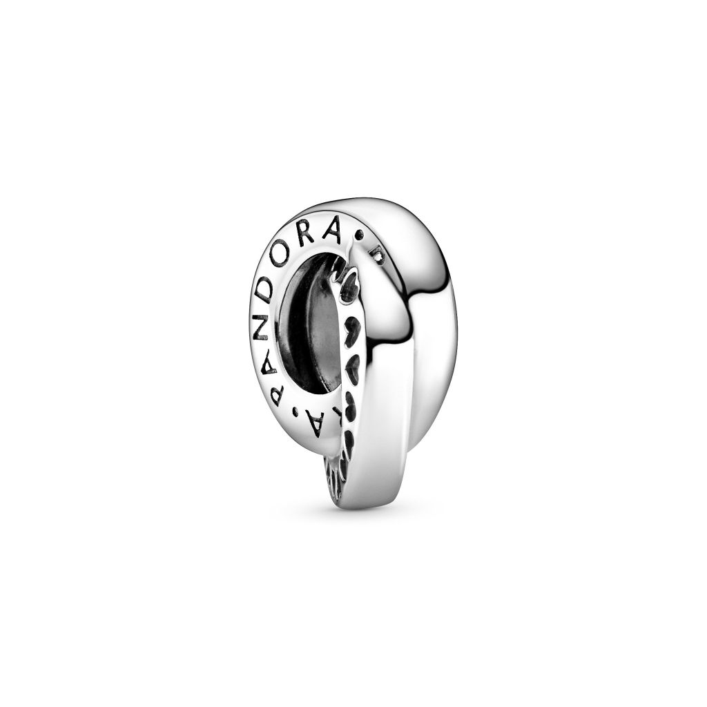Pandora logo and hearts sterling silver spacer