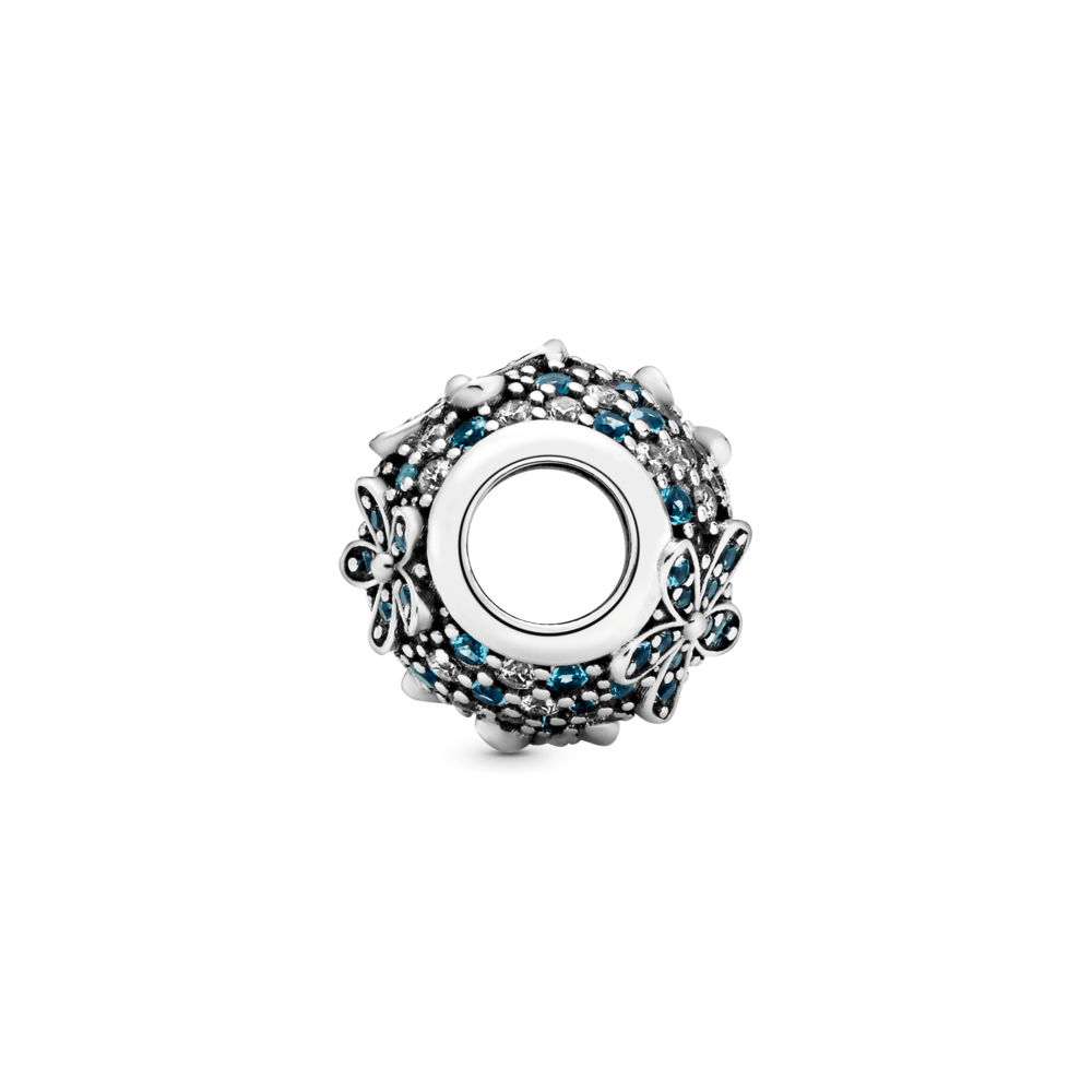 Daisy sterling silver charm with icy green crystal and CZ