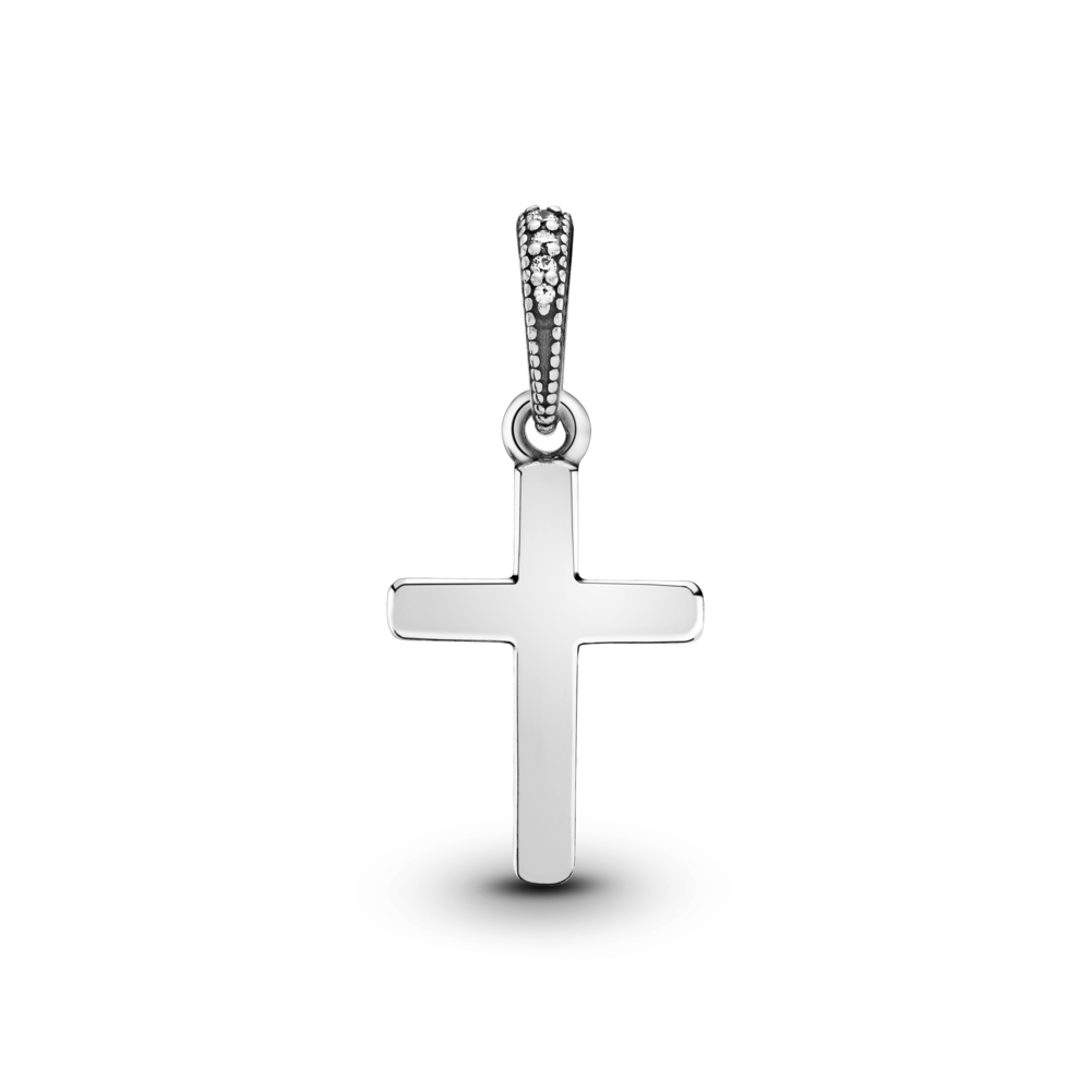 Cross silver pendant with CZ
