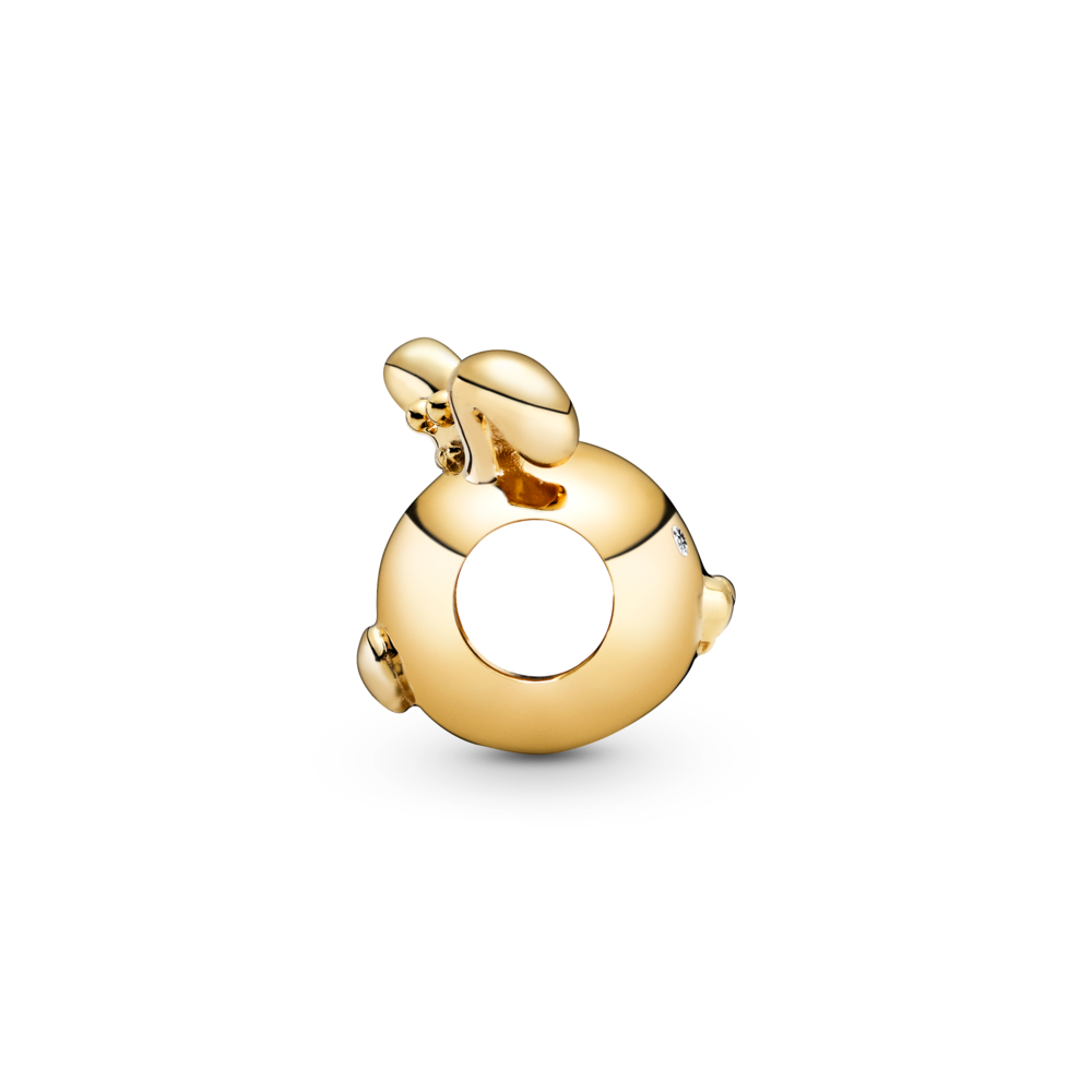 Chinese zodiac rabbit 14k gold-plated charm with CZ