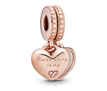 Mother & daughter 14k rose gold-plated split dangle with silver enamel and CZ