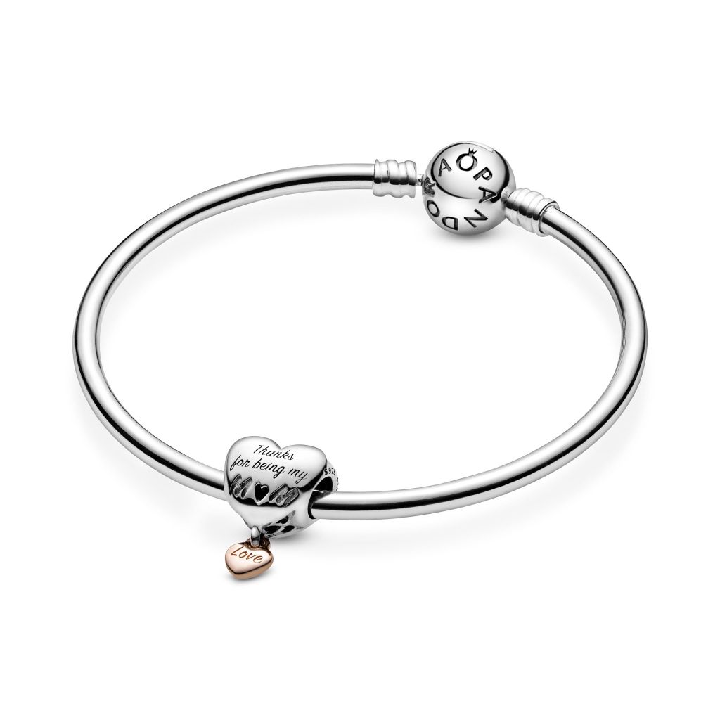Heart sterling silver and 14k rose gold-plated charm