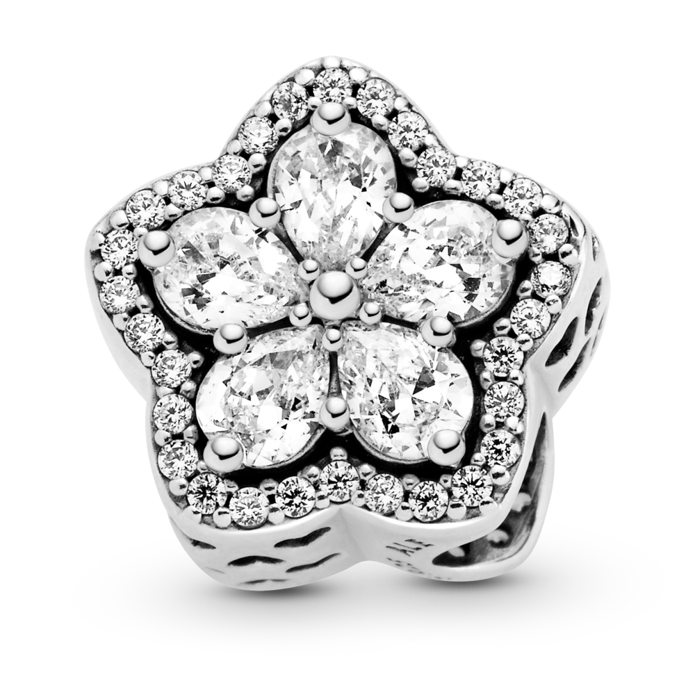 Snowflake sterling silver charm with CZ