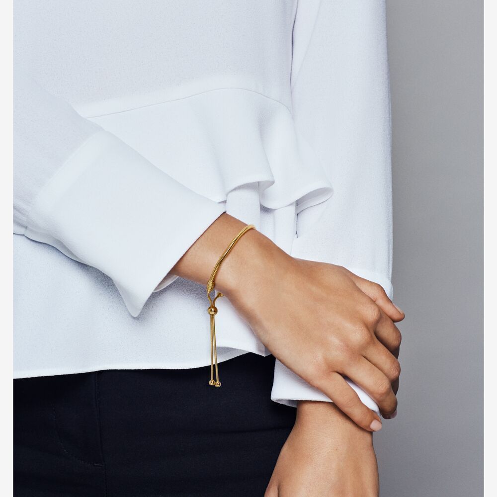 Snake chain 14k gold-plated bracelet with CZ