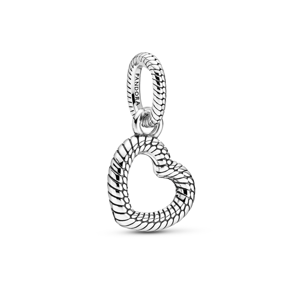 Snake chain pattern heart sterling silver pendant