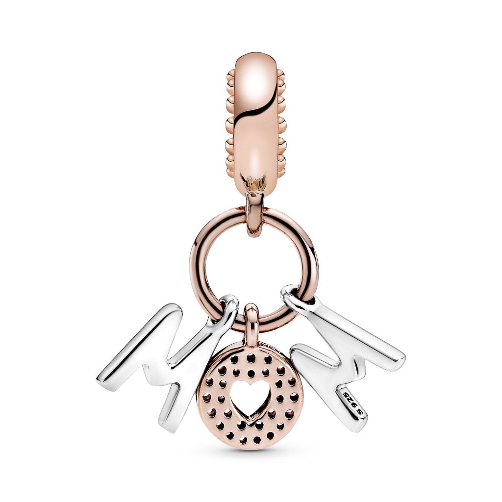 Mum 14k rose gold-plated and sterling silver dangle with CZ