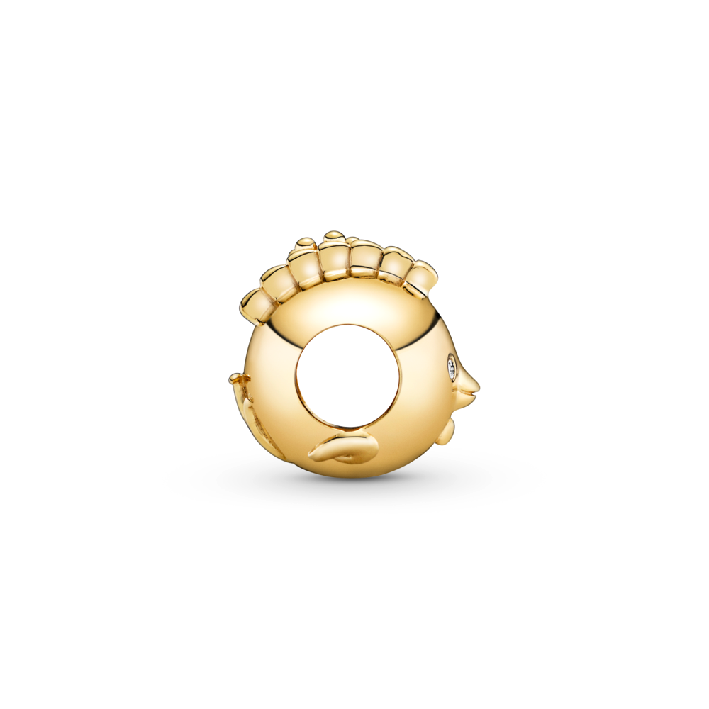 Chinese zodiac rooster 14k gold-plated charm with CZ