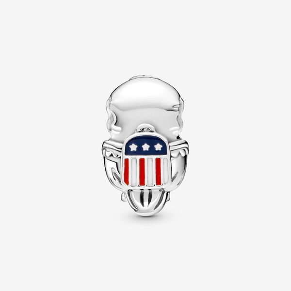 American bald eagle sterling silver charm with white, red and blue enamel