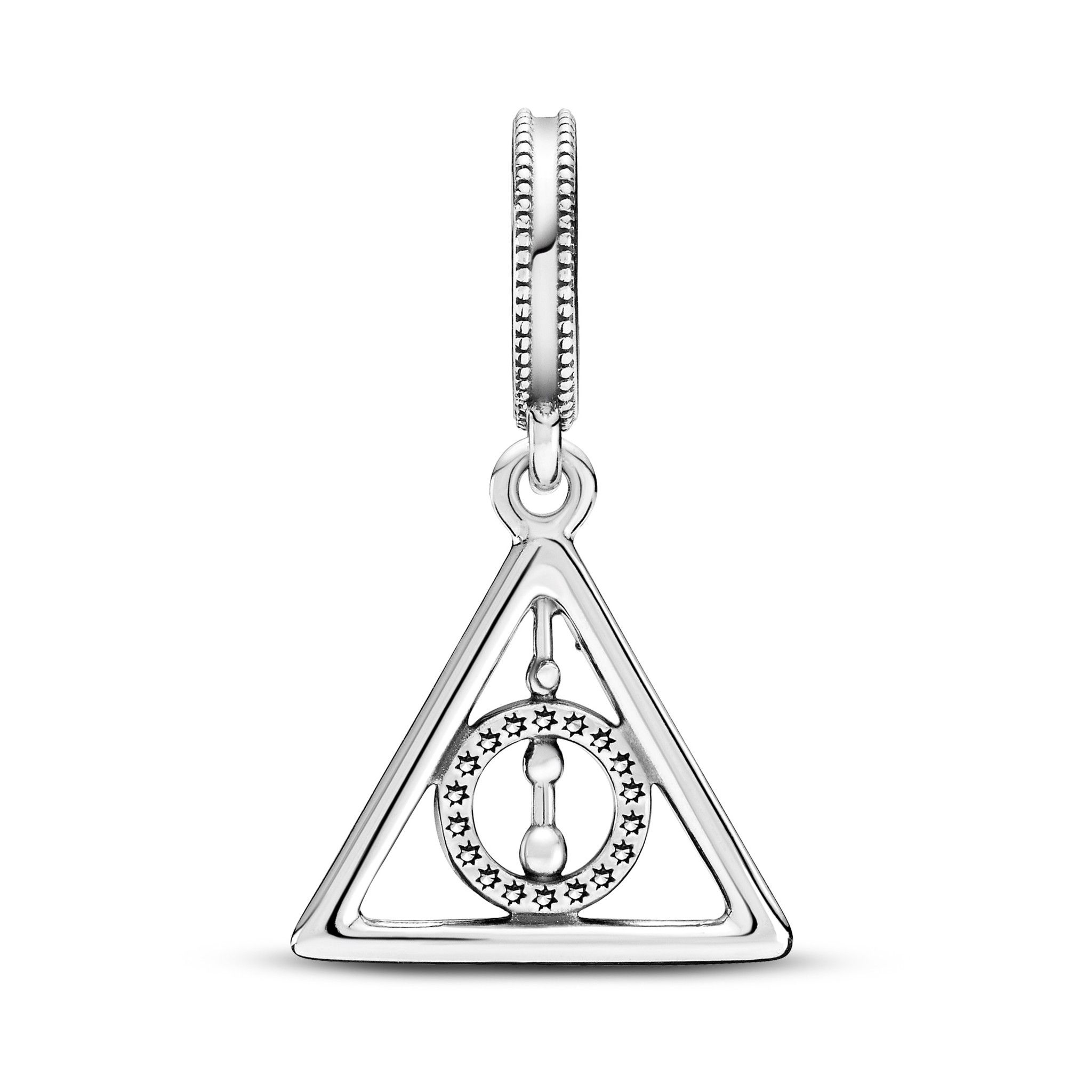 Harry Potter Deathly Hallows sterling silver dangle with clear cubic zirconia