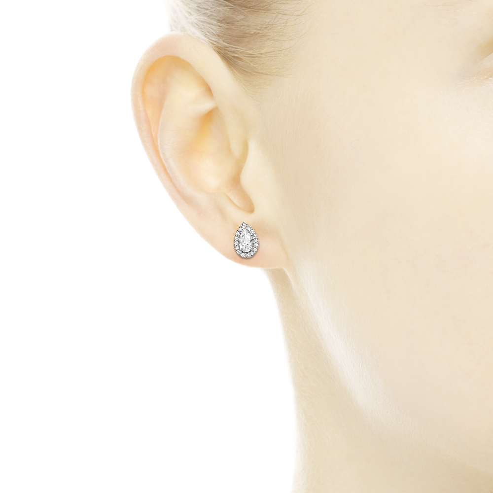 Silver stud earrings with CZ