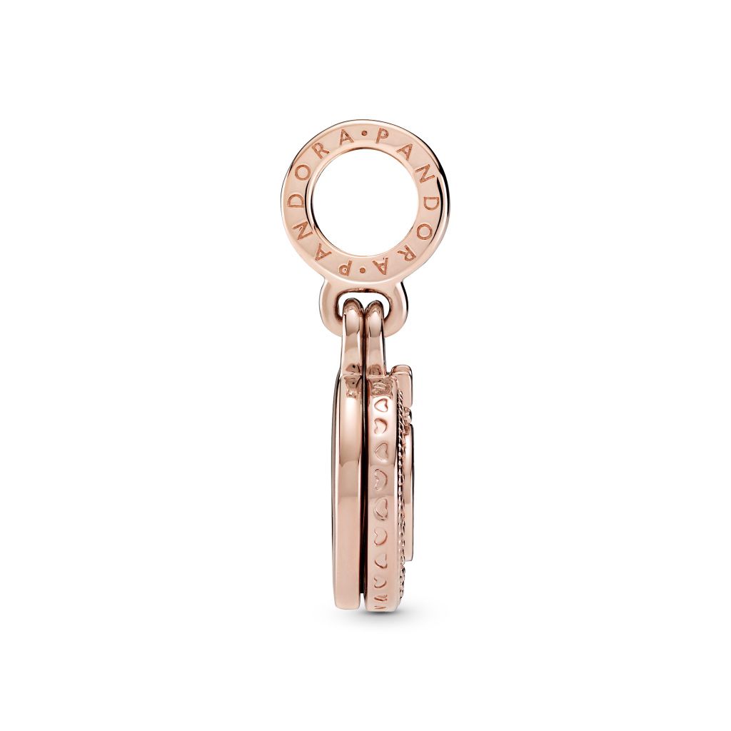 Crown O 14k rose gold-plated dangle with CZ and pink enamel