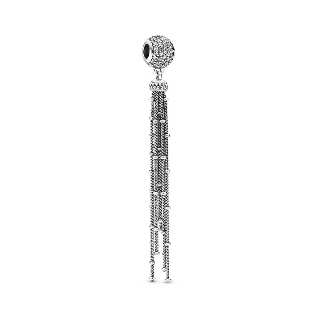 Tassel silver dangle with CZ