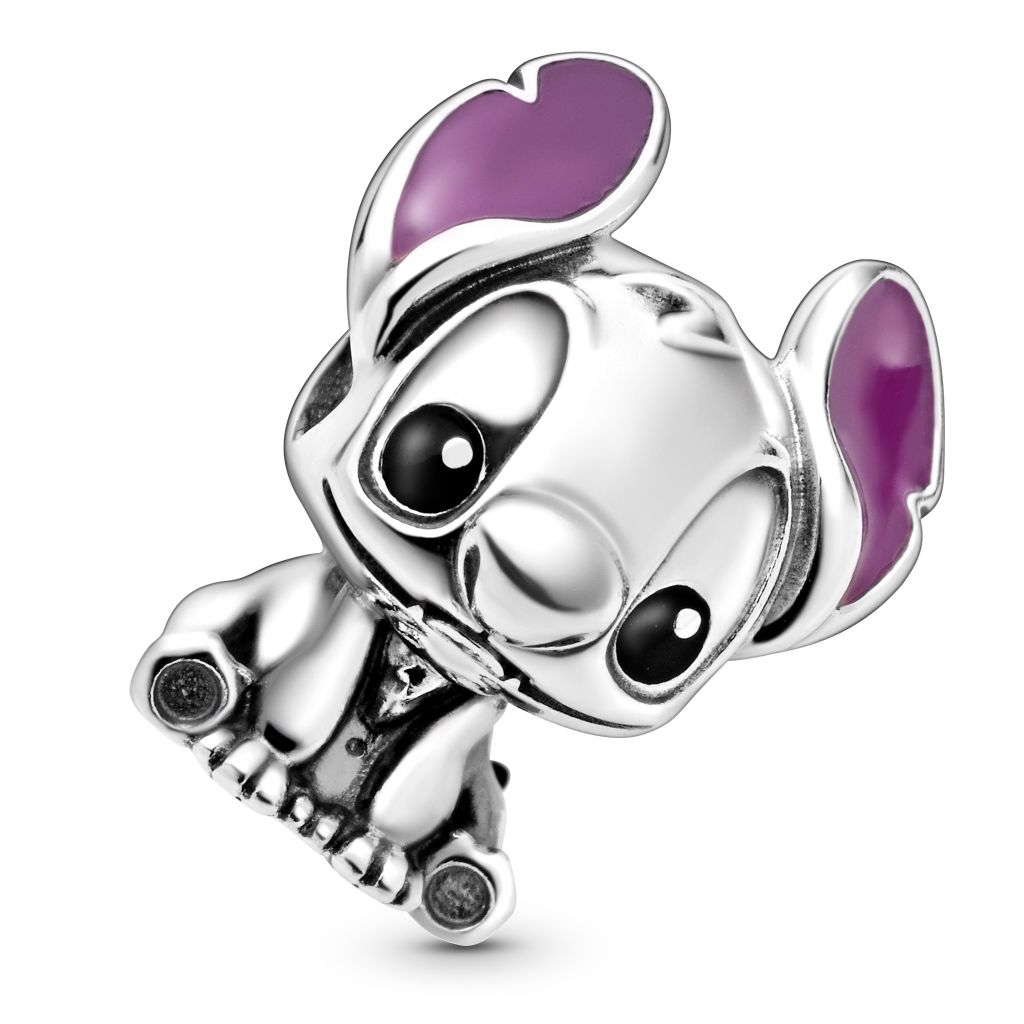 Disney Stitch silver charm with black and purple enamel