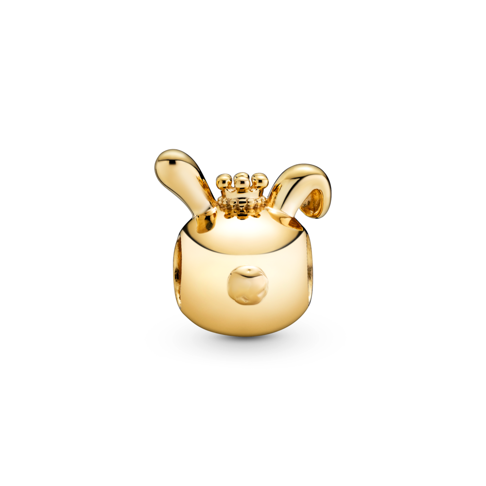 Chinese zodiac rabbit 14k gold-plated charm with CZ
