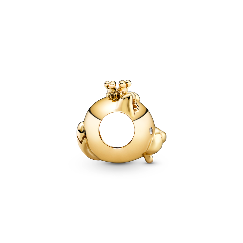 Chinese zodiac dog 14k gold-plated charm with CZ