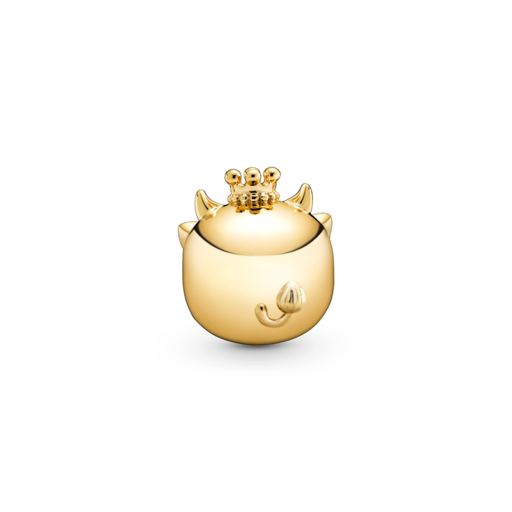 Chinese zodiac ox 14k gold-plated charm with CZ
