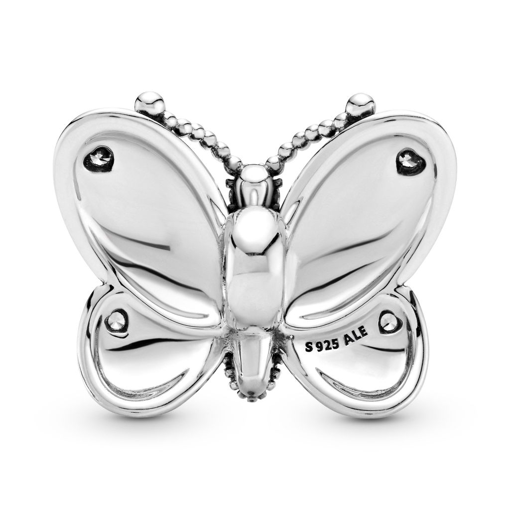Oversized butterfly silver charm with CZ