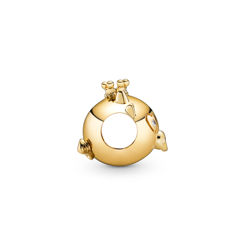 Chinese zodiac ox 14k gold-plated charm with CZ