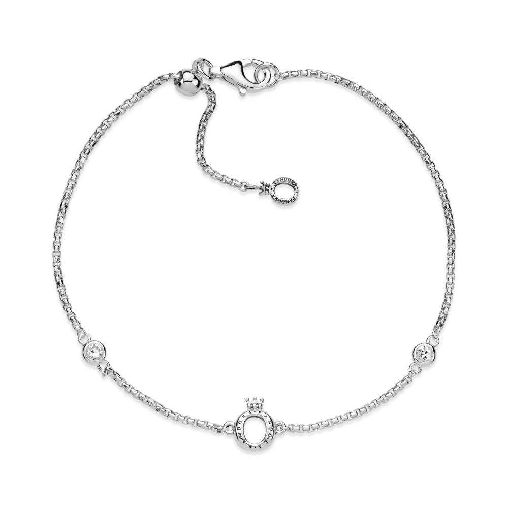 Crown O sterling silver bracelet with CZ