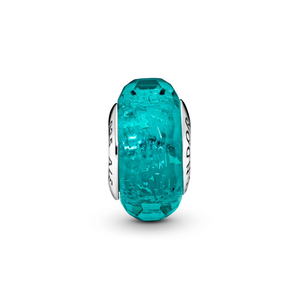 Faceted Teal Murano Glass Charm