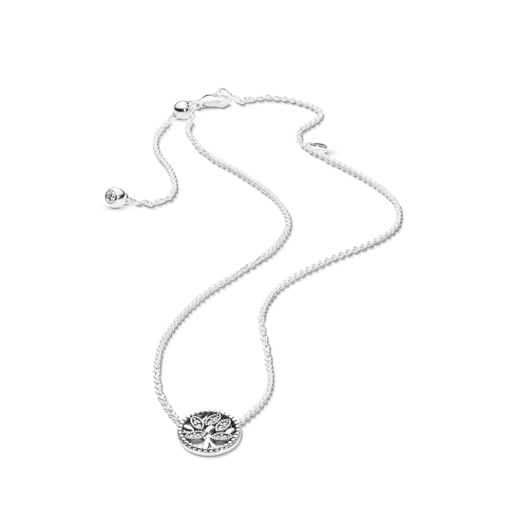 Family tree silver collier with CZ