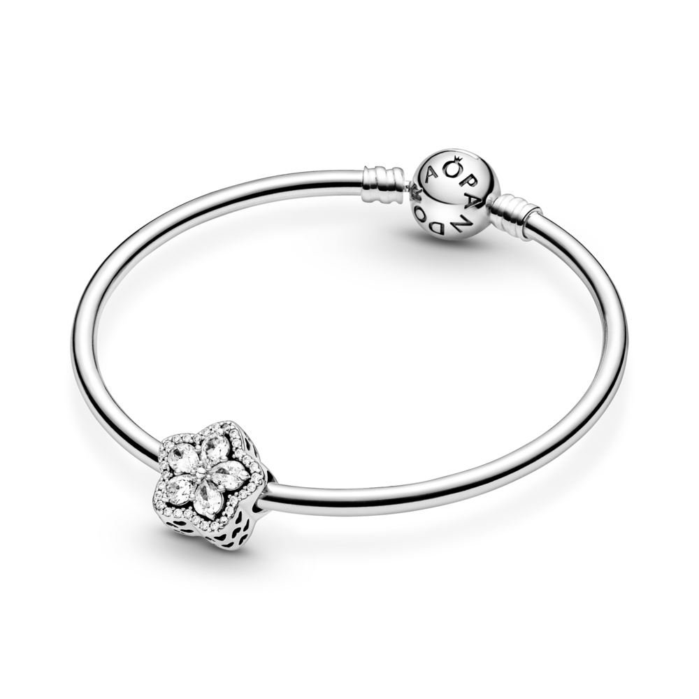 Snowflake sterling silver charm with CZ