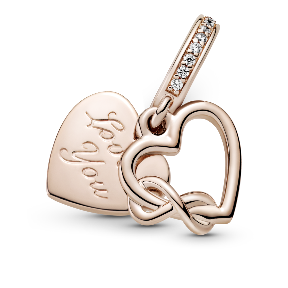 Heart and infinity 14k rose gold-plated dangle with CZ