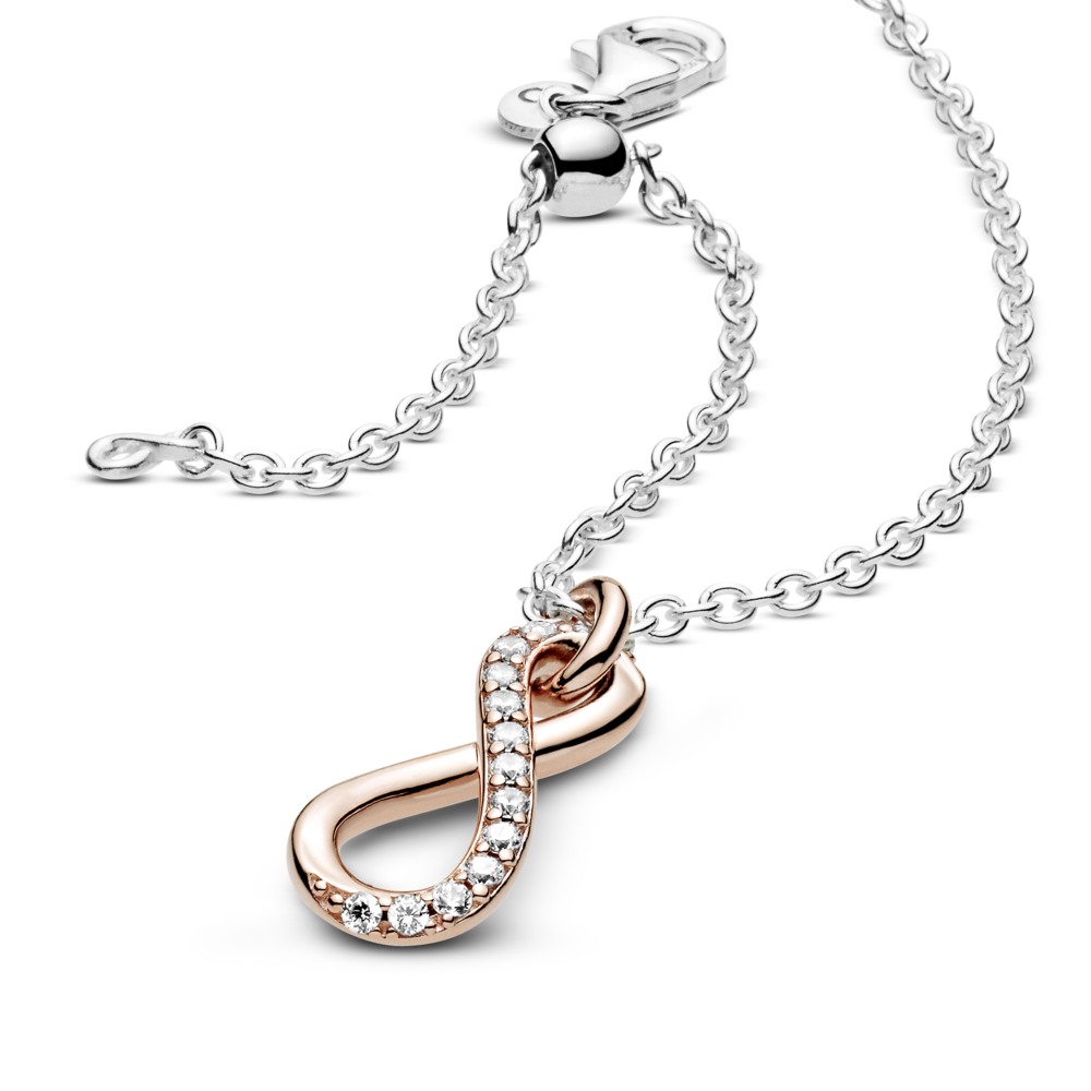 Infinity 14k rose gold-plated and sterling silver collier necklace with CZ