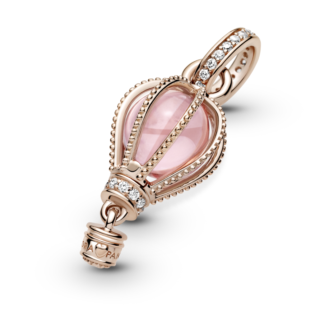 Hot air ballon Pandora Rose dangle with fairy tale pink crystal and CZ