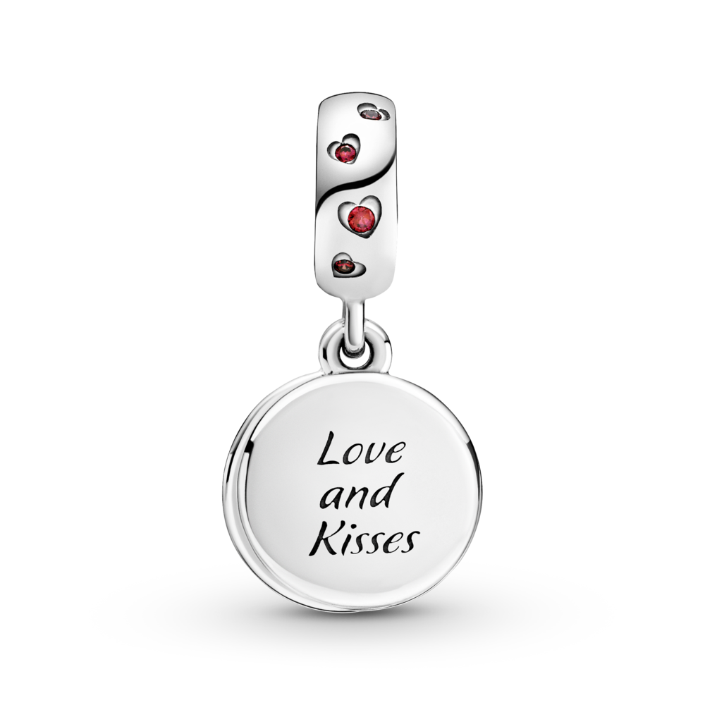Disney Mickey and Minnie sterling silver dangle with red CZ and red enamel